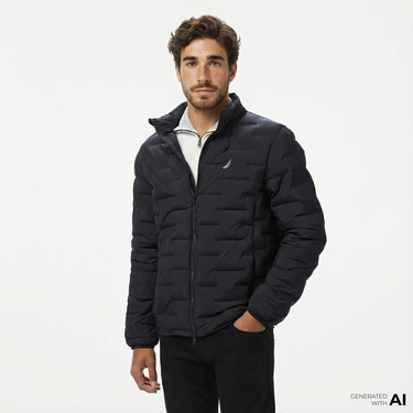  Nautica Erkek Siyah Standart Fit Dik Yaka Mont