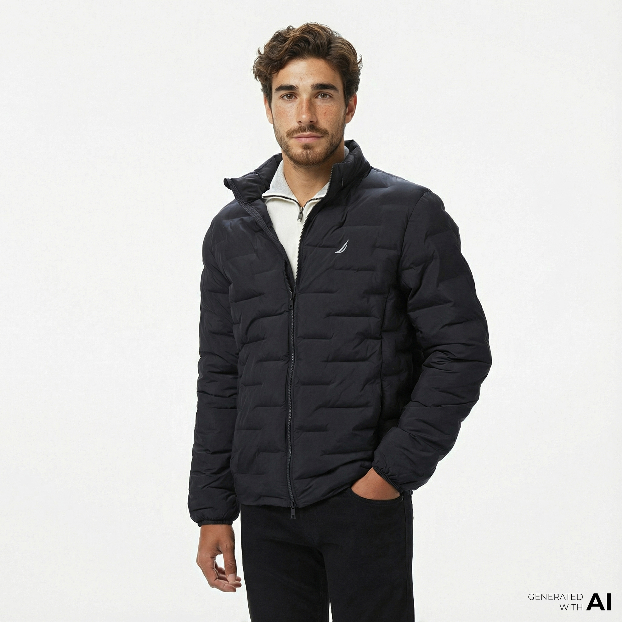  Nautica Erkek Siyah Standart Fit Dik Yaka Mont