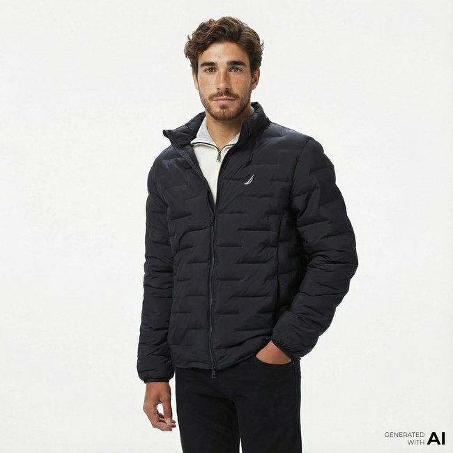  Nautica Erkek Siyah Standart Fit Dik Yaka Mont