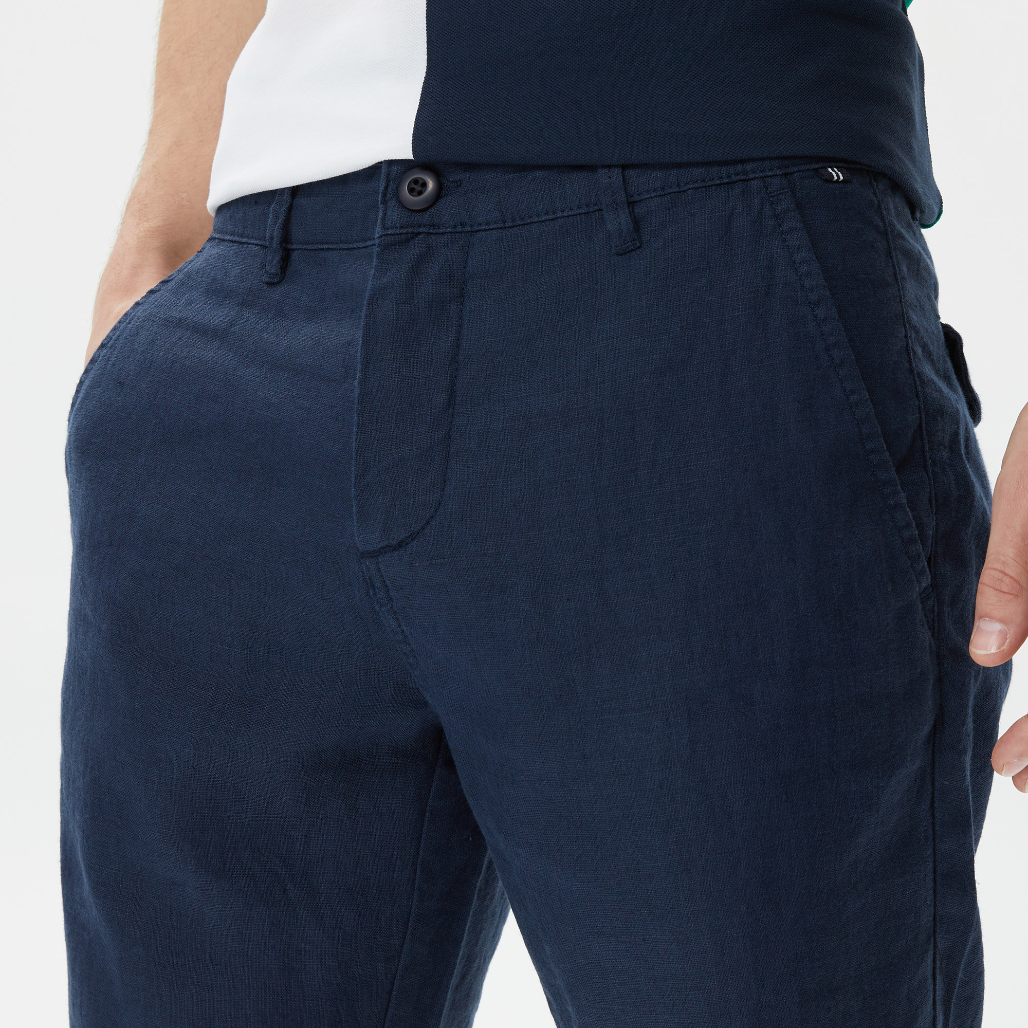  Nautica Erkek Lacivert Keten Bermuda