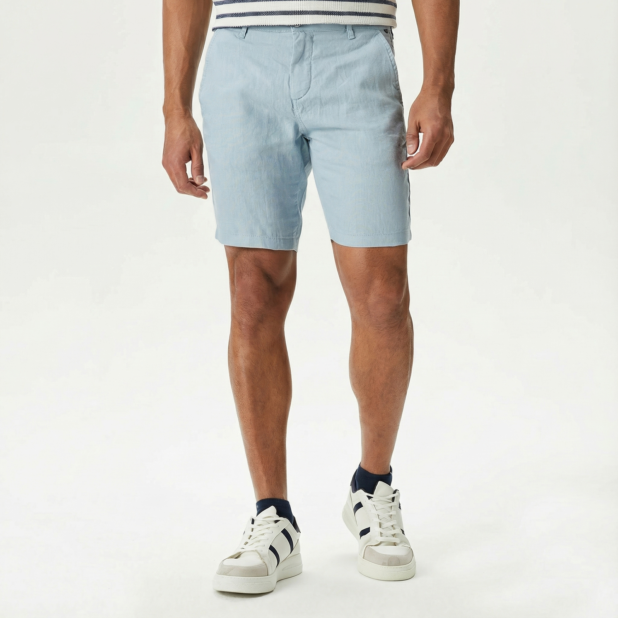  Nautica Erkek Mavi Slim Fit Keten Şort