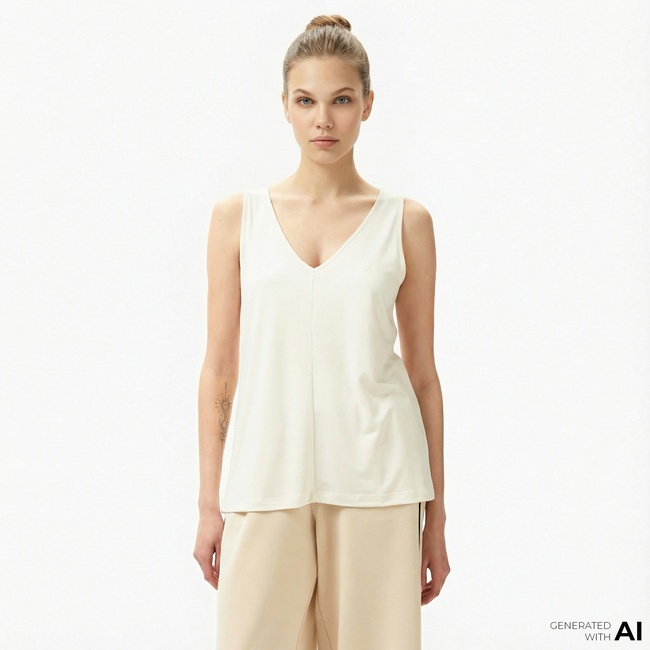  Nautica Kadın Krem Rengi Relaxed Fit T-Shirt