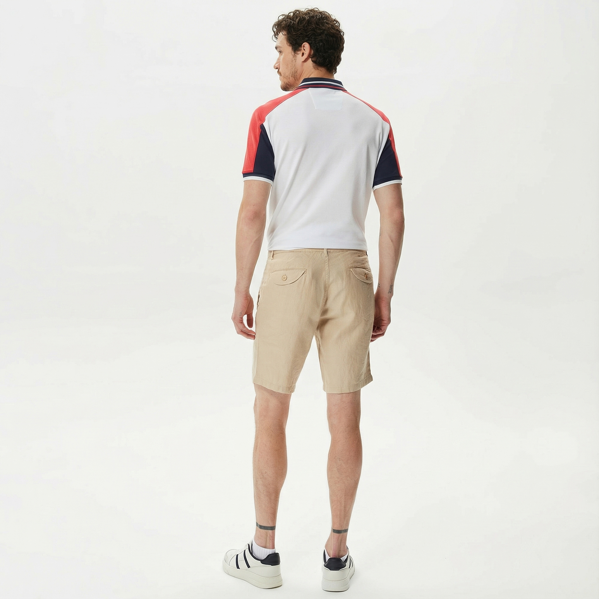  Nautica Erkek Krem Rengi Keten Bermuda