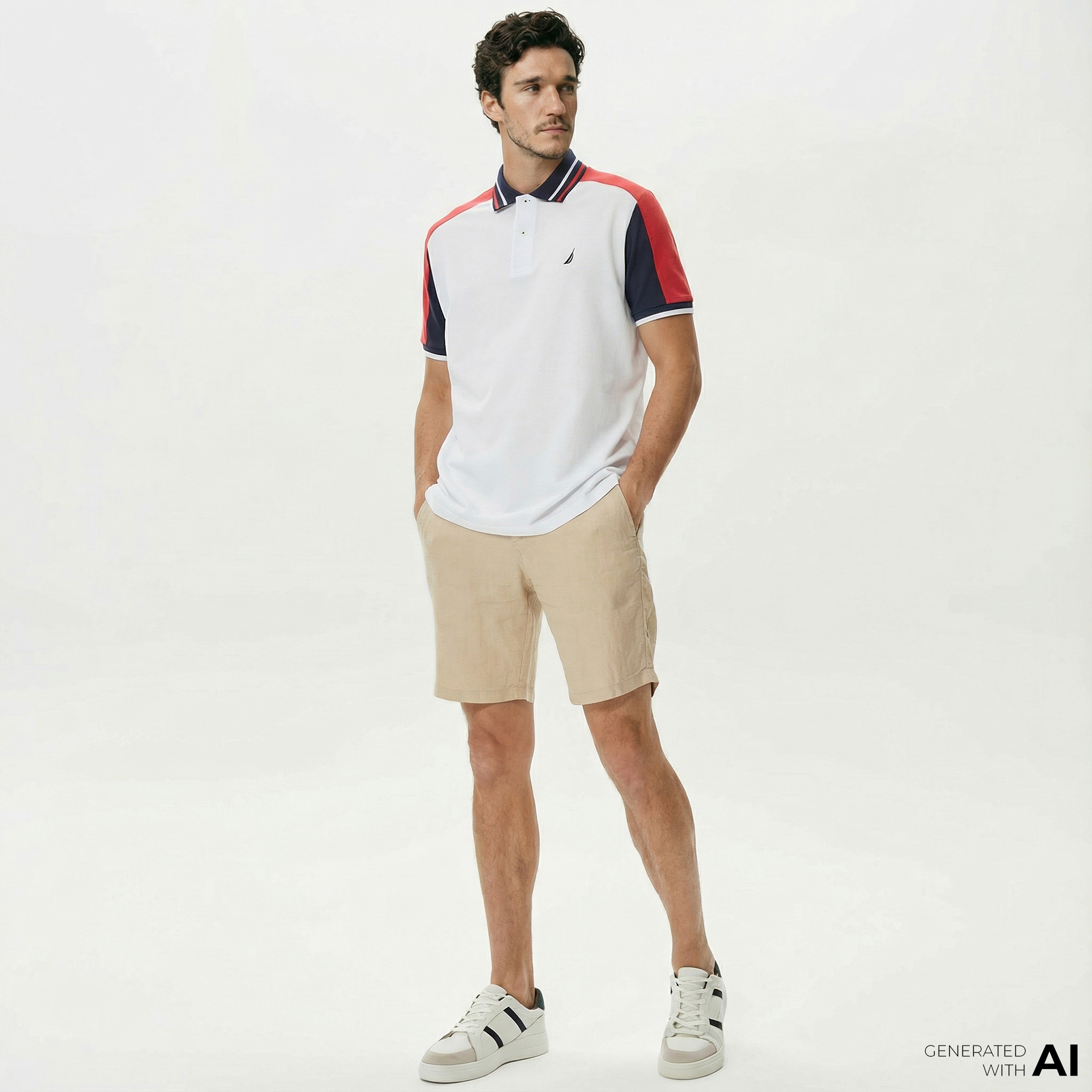  Nautica Erkek Krem Rengi Keten Bermuda