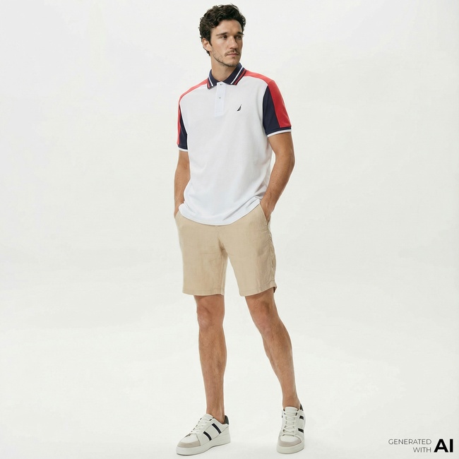  Nautica Erkek Krem Rengi Keten Bermuda