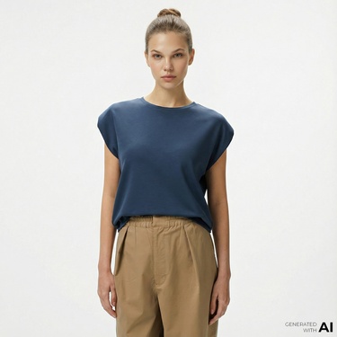  Nautica Kadın Lacivert Regular Fit T-Shirt