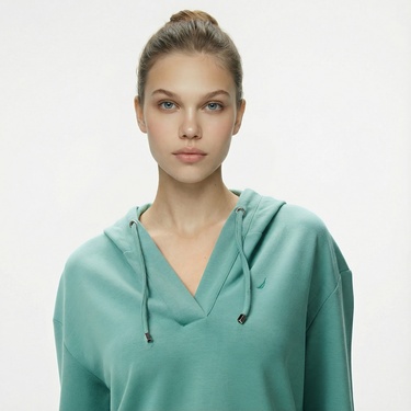  Nautica Kadın Yeşil Regular Fit Kapüşonlu Sweatshirt