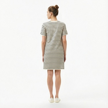  Nautica Kadın Krem Rengi Regular Fit Çizgili Elbise