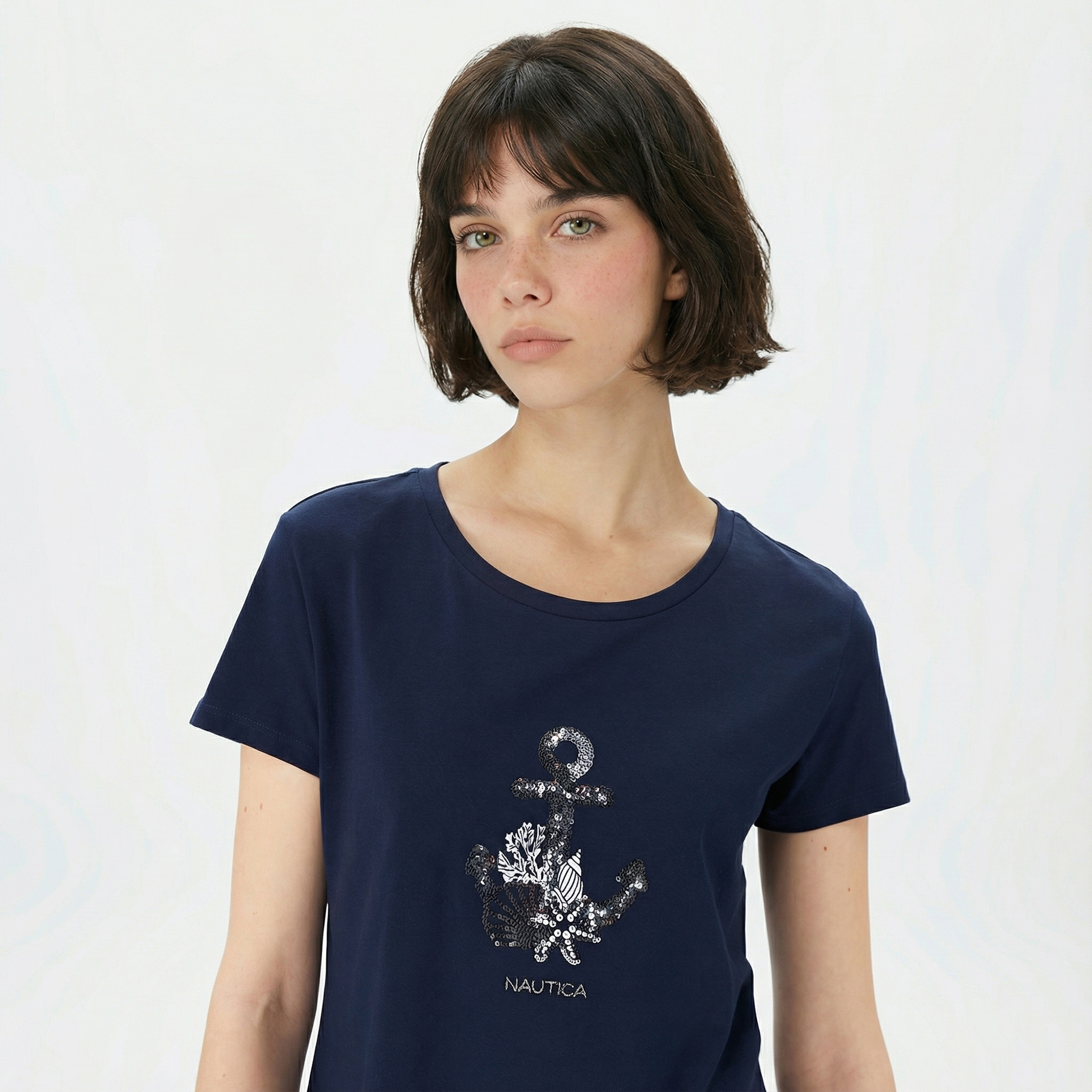  Nautica Kadın Lacivert Relaxed Fit T-Shirt