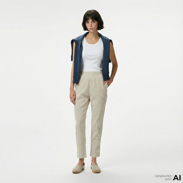  Nautica Kadın Bej Regular Fit Pantolon