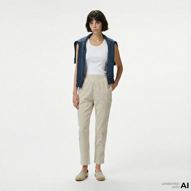  Nautica Kadın Bej Regular Fit Pantolon