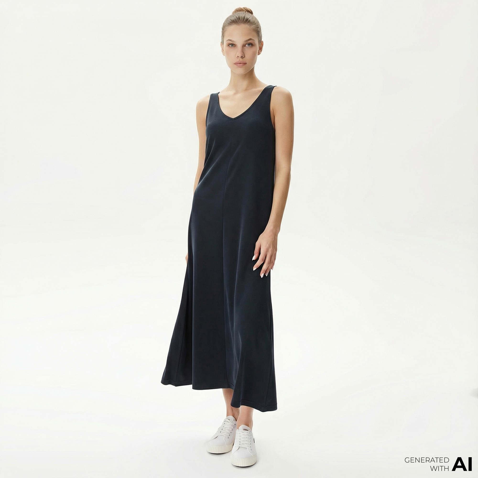  Nautica Kadın Siyah Standart Fit Askılı Elbise