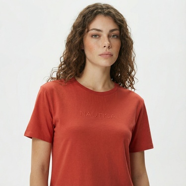  Nautica Kadın Kırmızı Relaxed Fit Kısa Kollu Elbise
