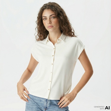  Nautica Kadın Kırık Beyaz Relaxed Fit Gömlek