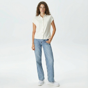  Nautica Kadın Kırık Beyaz Relaxed Fit Gömlek