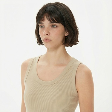  Nautica Kadın Bej Slim Fit T-Shirt