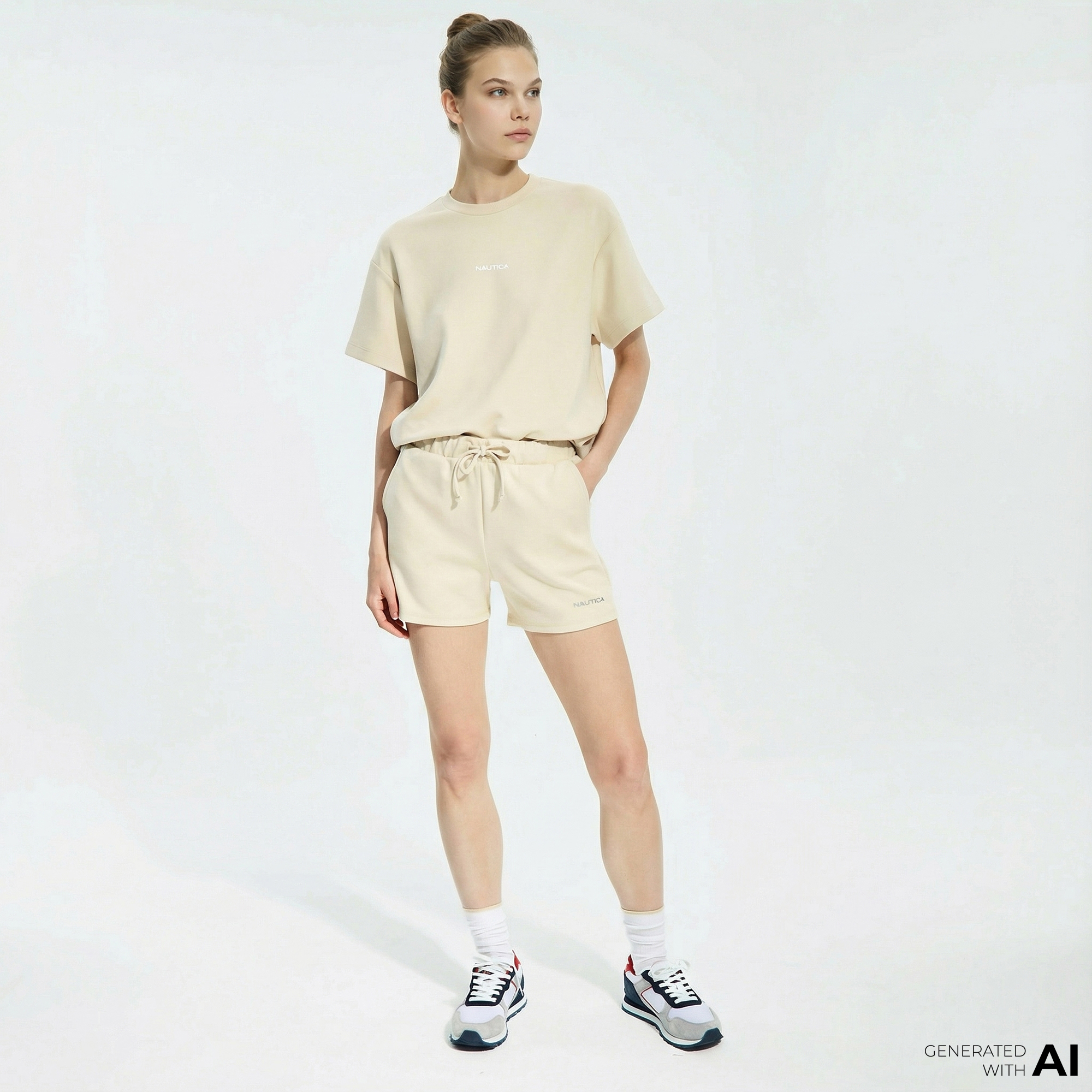  Nautica Kadın Bej Oversize Şort