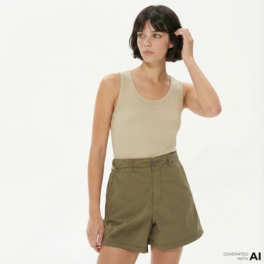  Nautica Kadın Bej Slim Fit T-Shirt