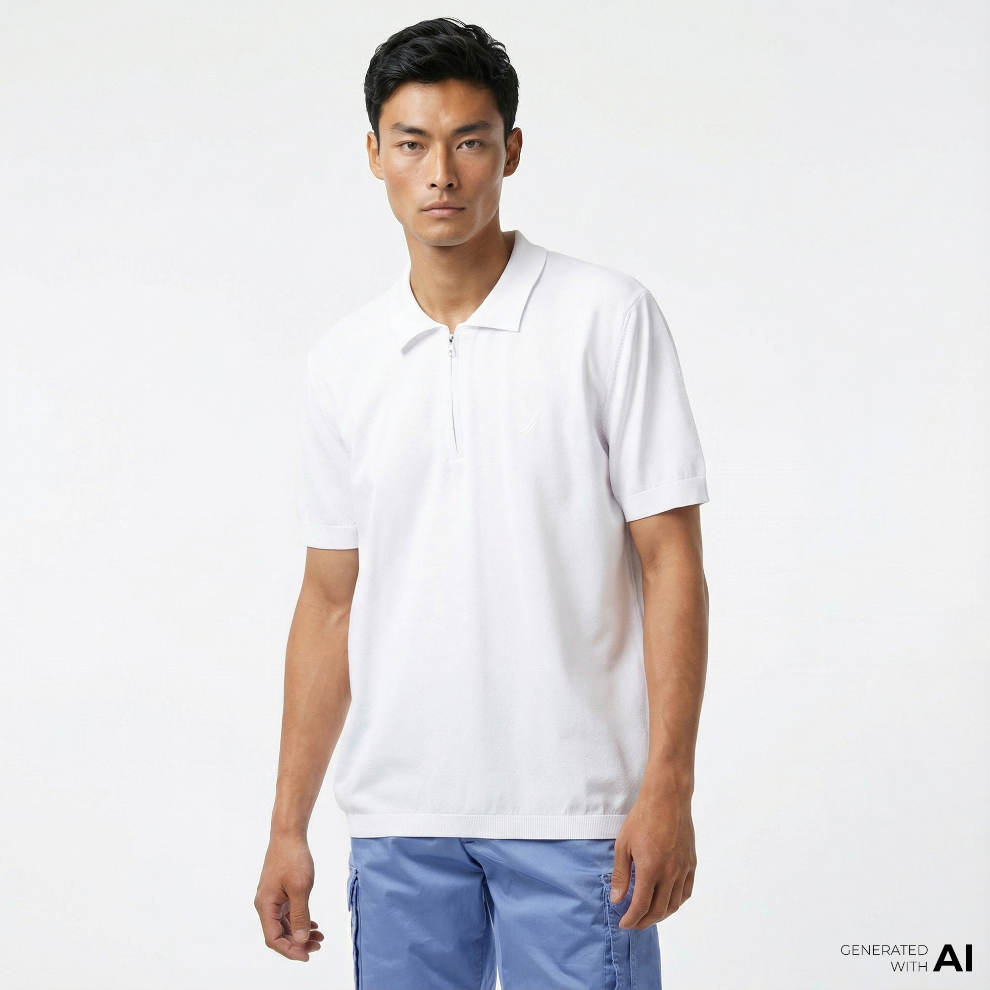  Nautica Erkek Beyaz Classic Fit Kısa Kollu Triko