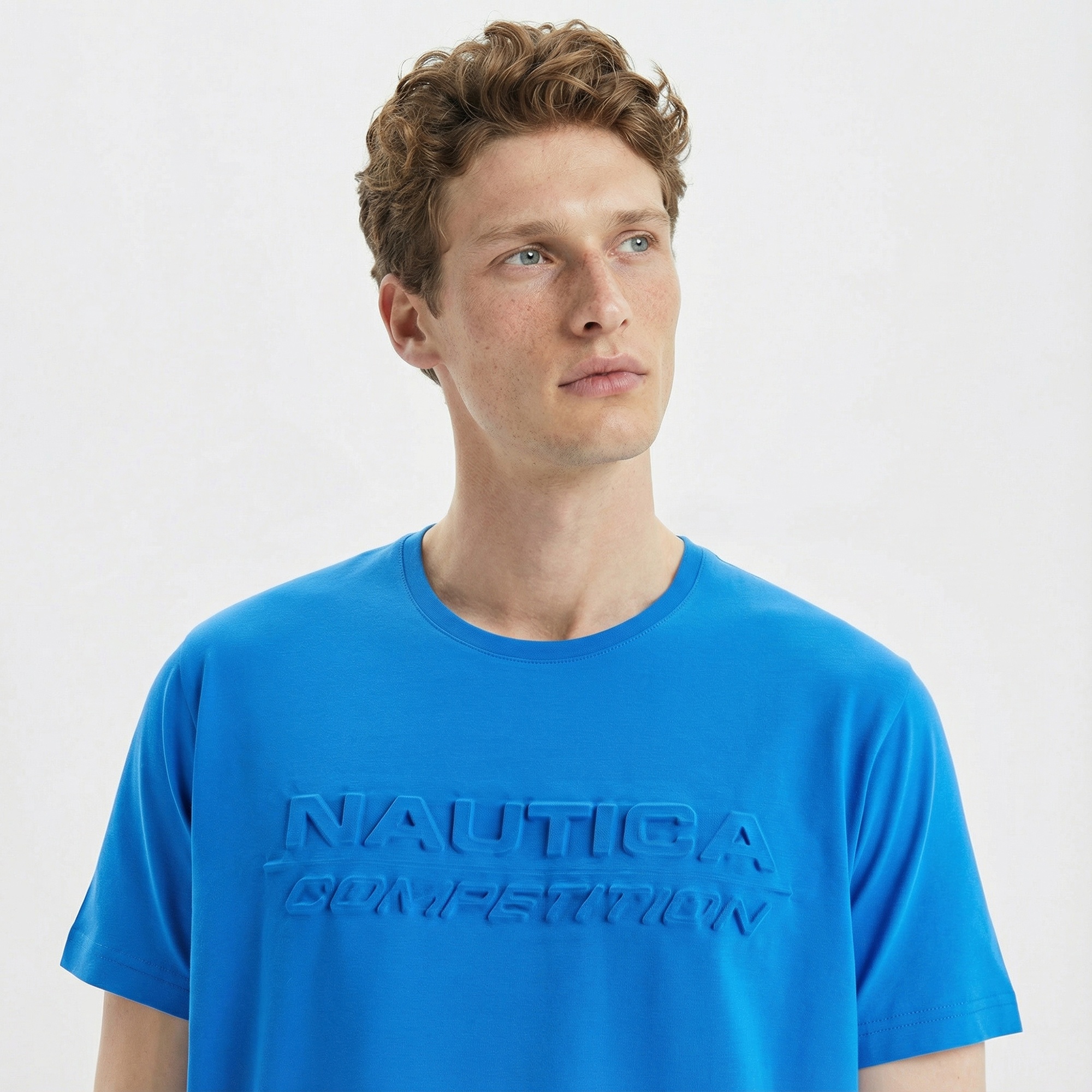 Nautica Erkek Mavi Standart Fit Baskılı T-Shirt