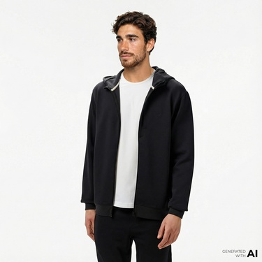  Nautica Erkek Siyah Regular Fit Kapüşonlu Sweatshirt