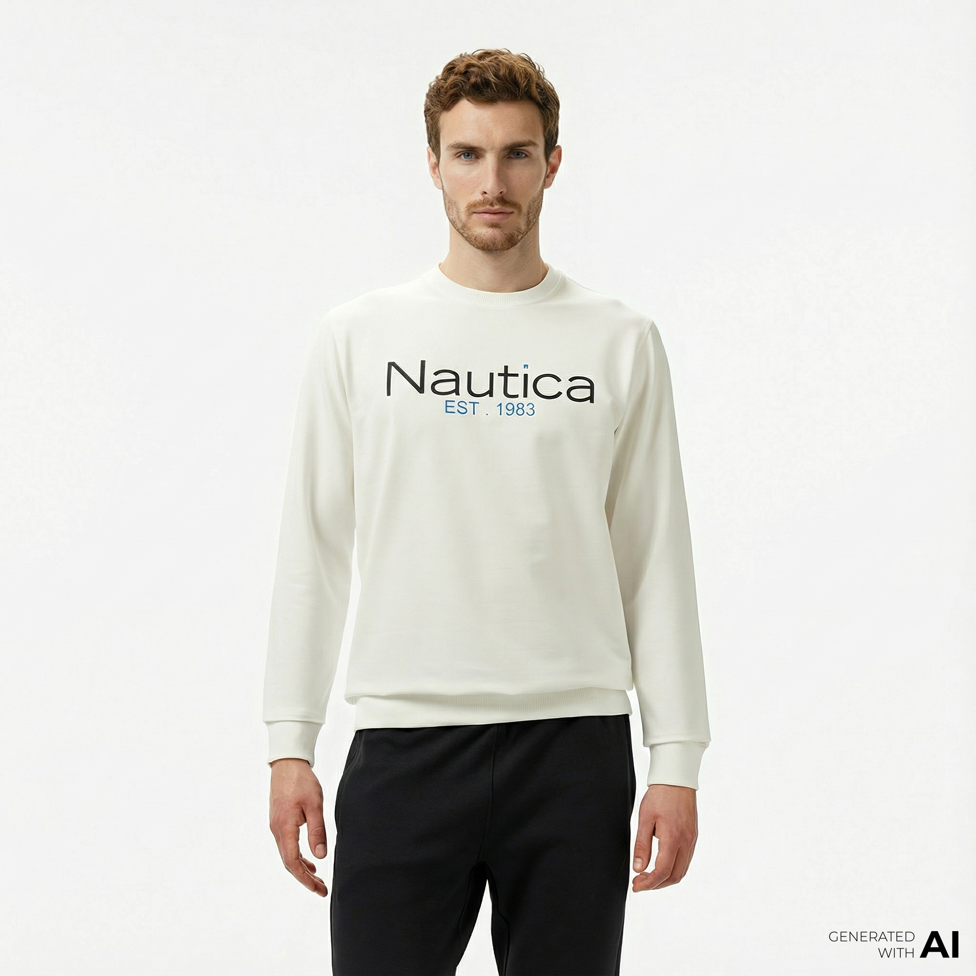  Nautica Erkek Krem Rengi Regular Fit Sweatshirt