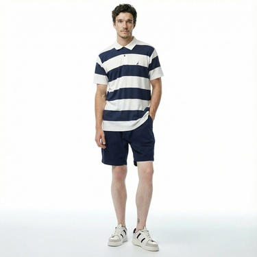  Nautica Erkek Lacivert Classic Fit Kısa Kollu Çizgili Polo Yaka T-Shirt