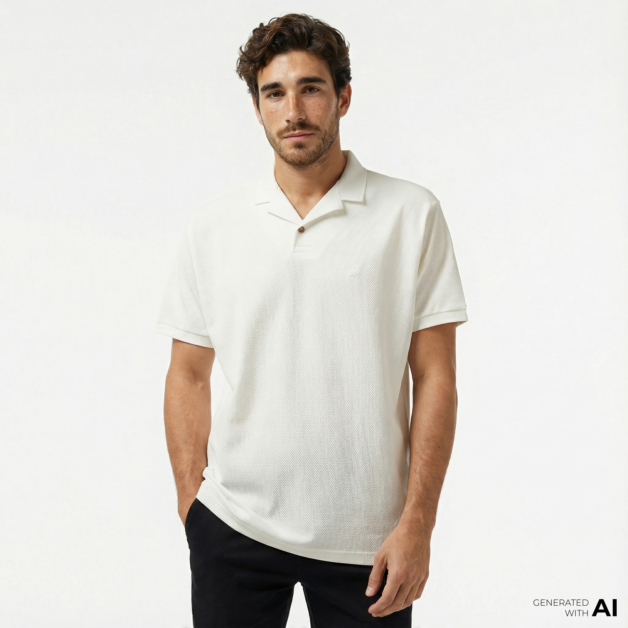  Nautica Erkek Kırık Beyaz Classic Fit Polo Yaka T-Shirt