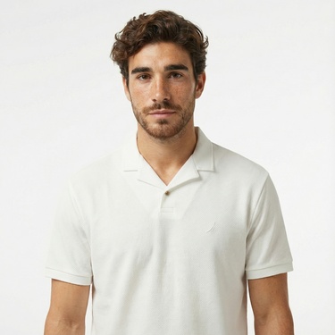  Nautica Erkek Kırık Beyaz Classic Fit Polo Yaka T-Shirt