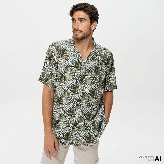  Nautica Erkek Yeşil Classic Fit Kısa Kollu Gömlek