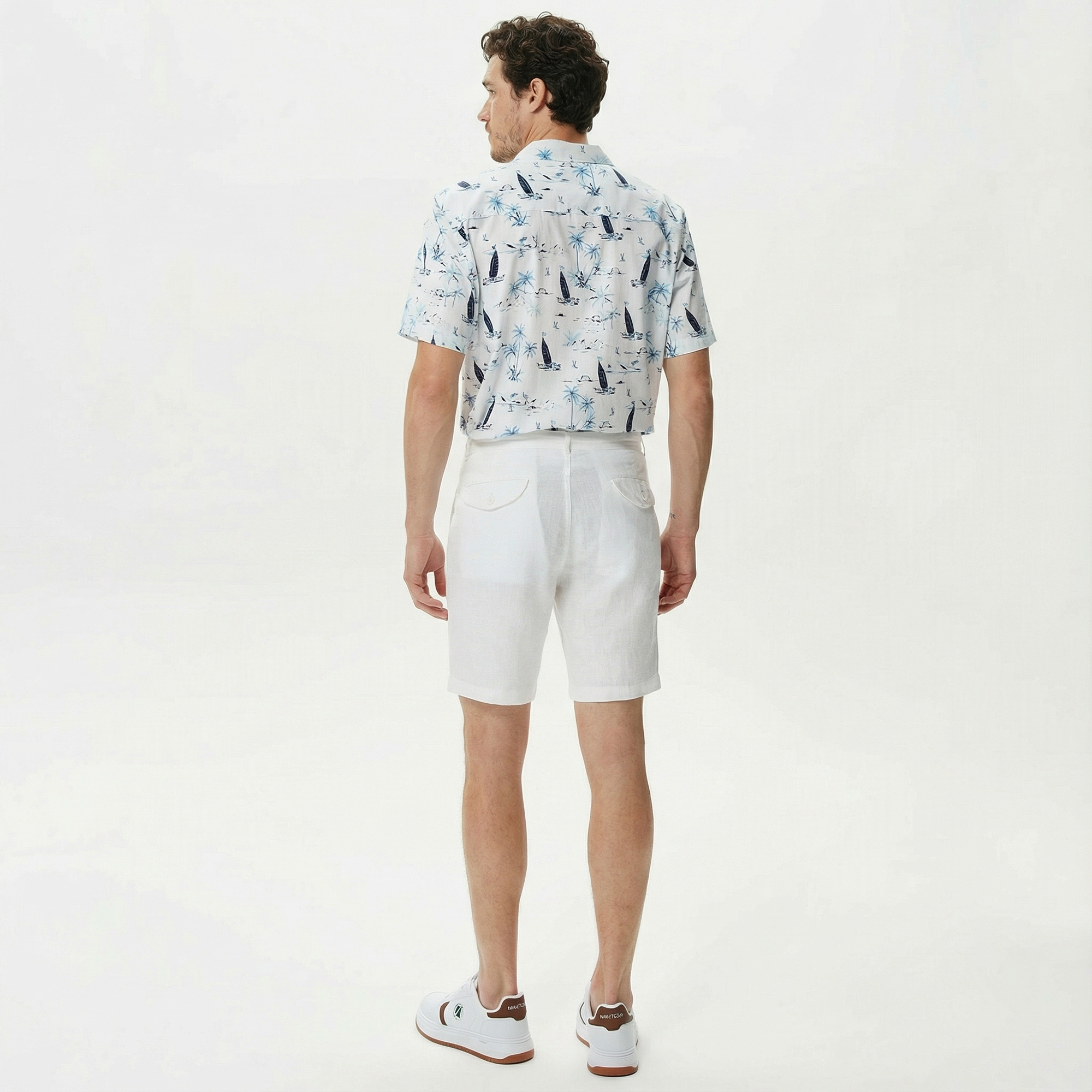  Nautica Erkek Beyaz Keten Bermuda