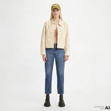  Levi's 501 Crop Orinda Troy Horse Kadın Lacivert Jean