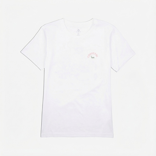  Converse Çiçek Baskılı Kadın Beyaz T-Shirt