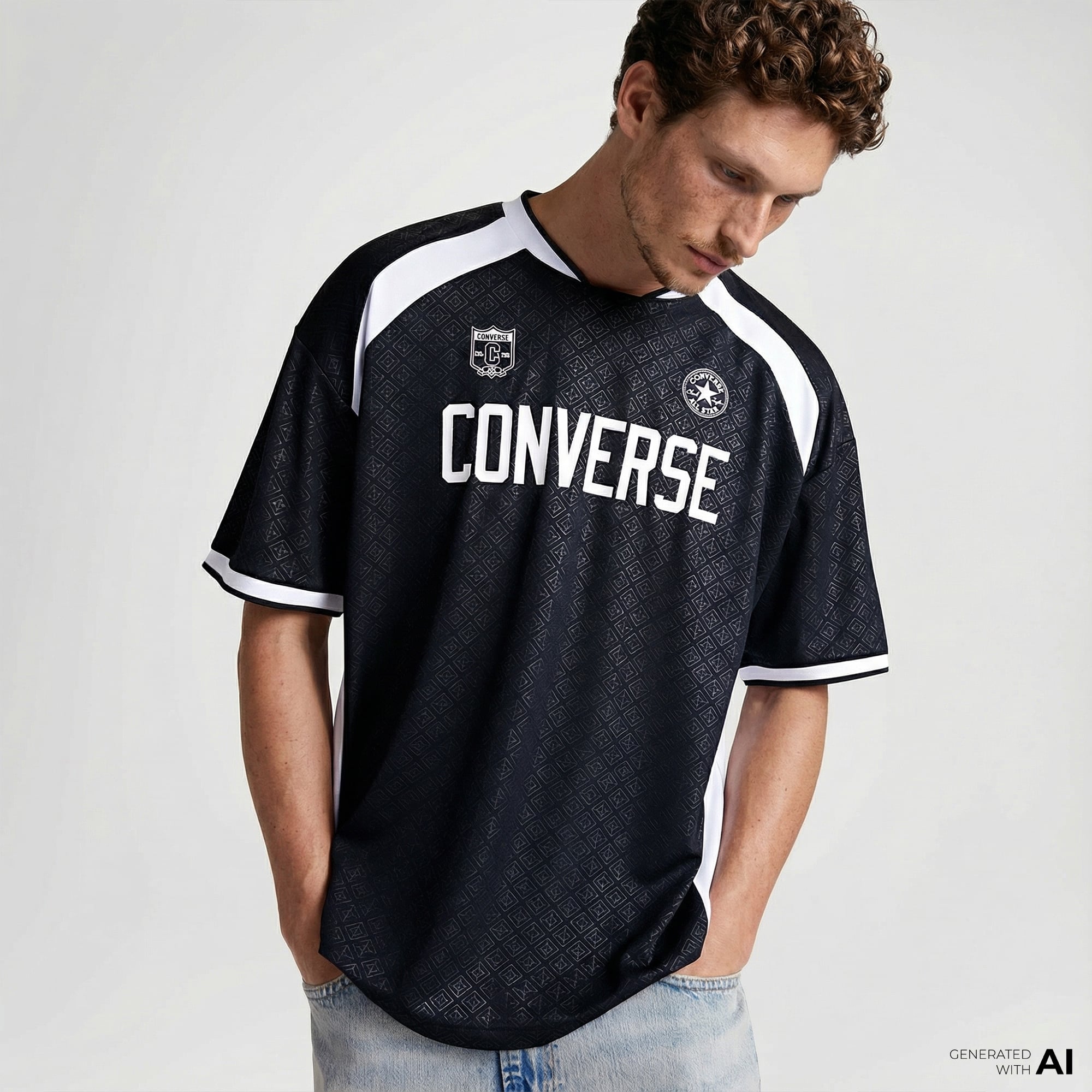  Converse Erkek Baskılı Siyah Forma