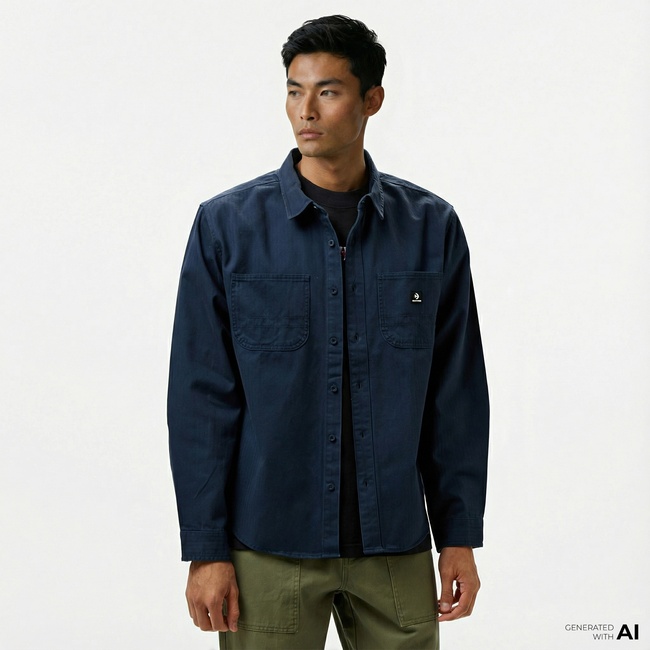  Converse Erkek Cepli Lacivert Gömlek
