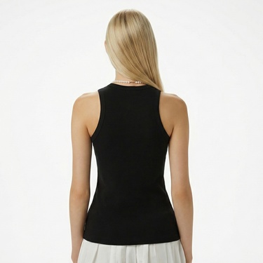  Brooks Brothers Palmiye Logo Nakışlı Kadın Siyah Kolsuz T-Shirt