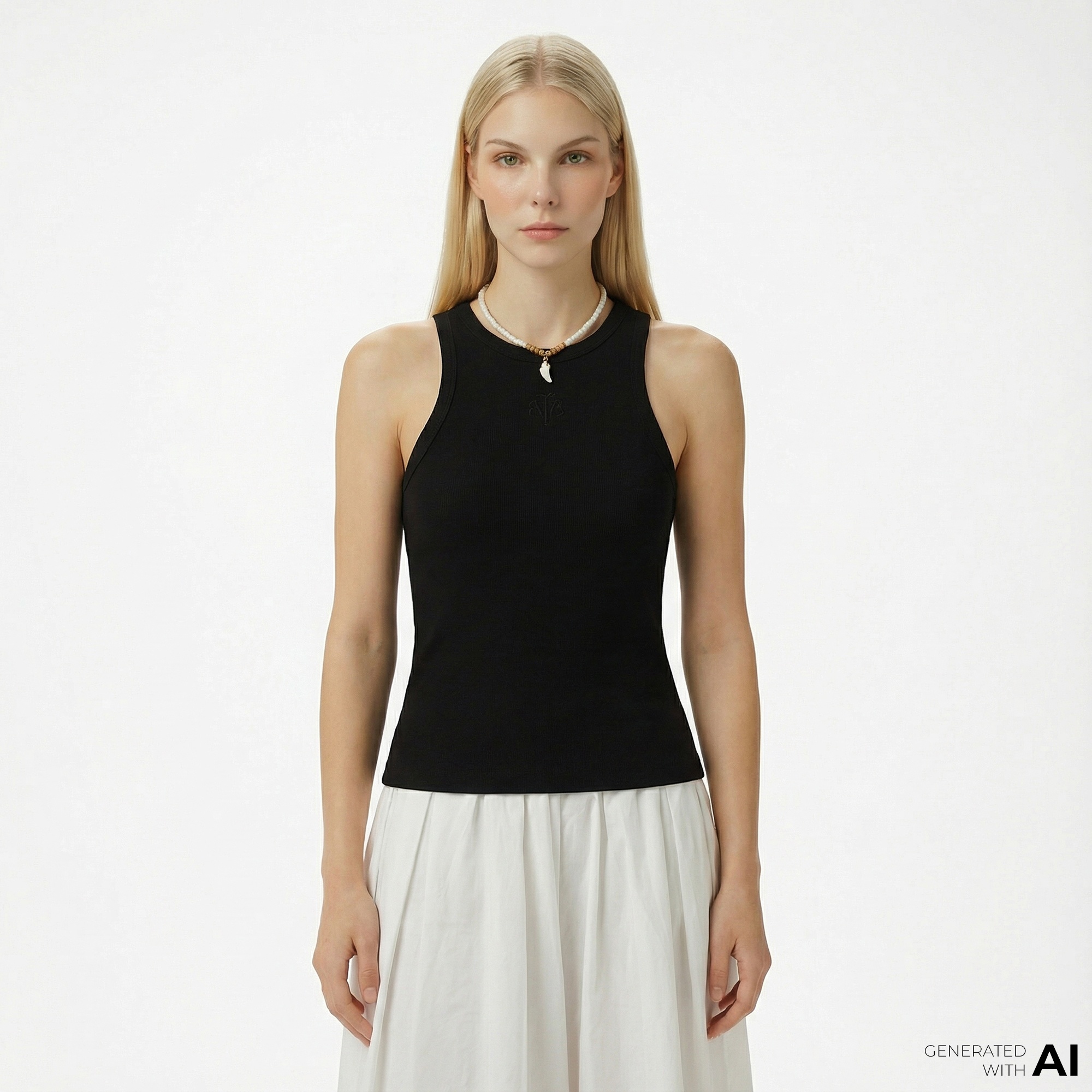 Brooks Brothers Palmiye Logo Nakışlı Kadın Siyah Kolsuz T-Shirt