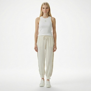  Brooks Brothers Palmiye Logo Nakışlı Kadın Beyaz Kolsuz T-Shirt