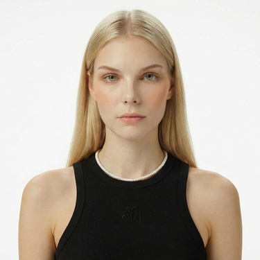  Brooks Brothers Palmiye Logo Nakışlı Kadın Siyah Kolsuz T-Shirt