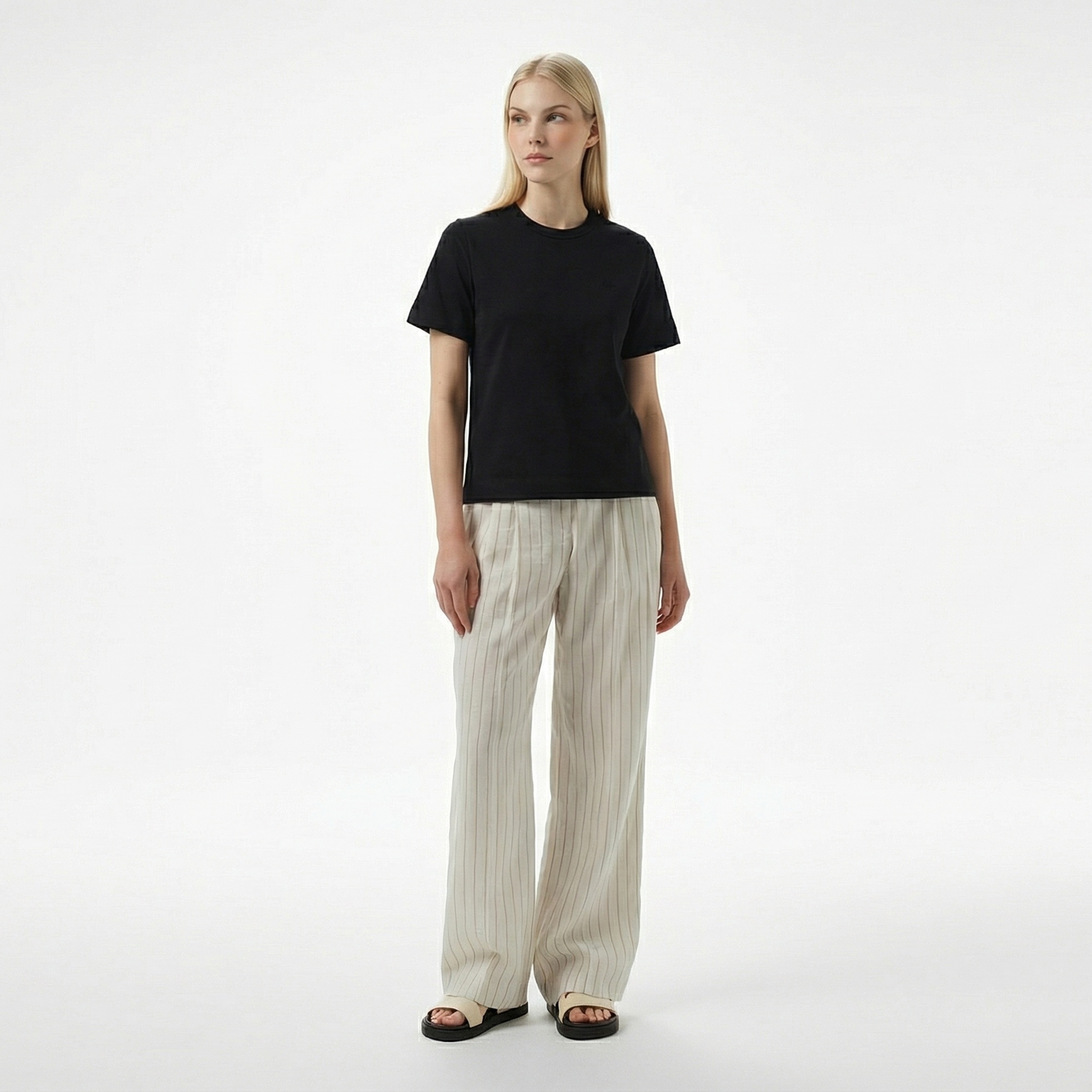 Brooks Brothers Bisiklet Yaka Arkası Fermuarlı Kadın Siyah T-Shirt