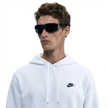  Nike Club Pullover Fleece Erkek Beyaz Hoodie