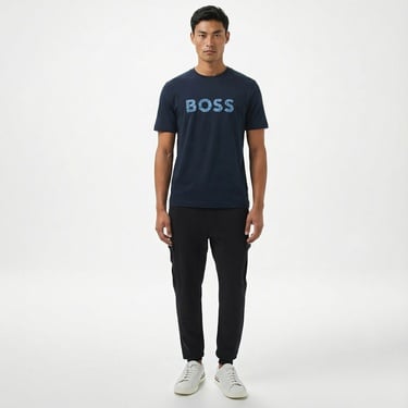  Boss Logotexture Erkek Mavi T-Shirt