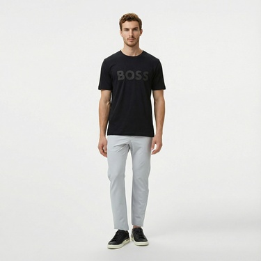 Boss Tape Logo Erkek Siyah T-Shirt