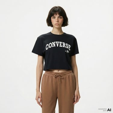  Converse Kadın Siyah T-Shirt