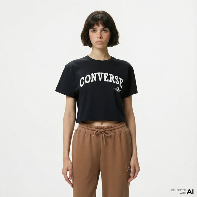  Converse Kadın Siyah T-Shirt