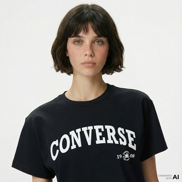  Converse Kadın Siyah T-Shirt