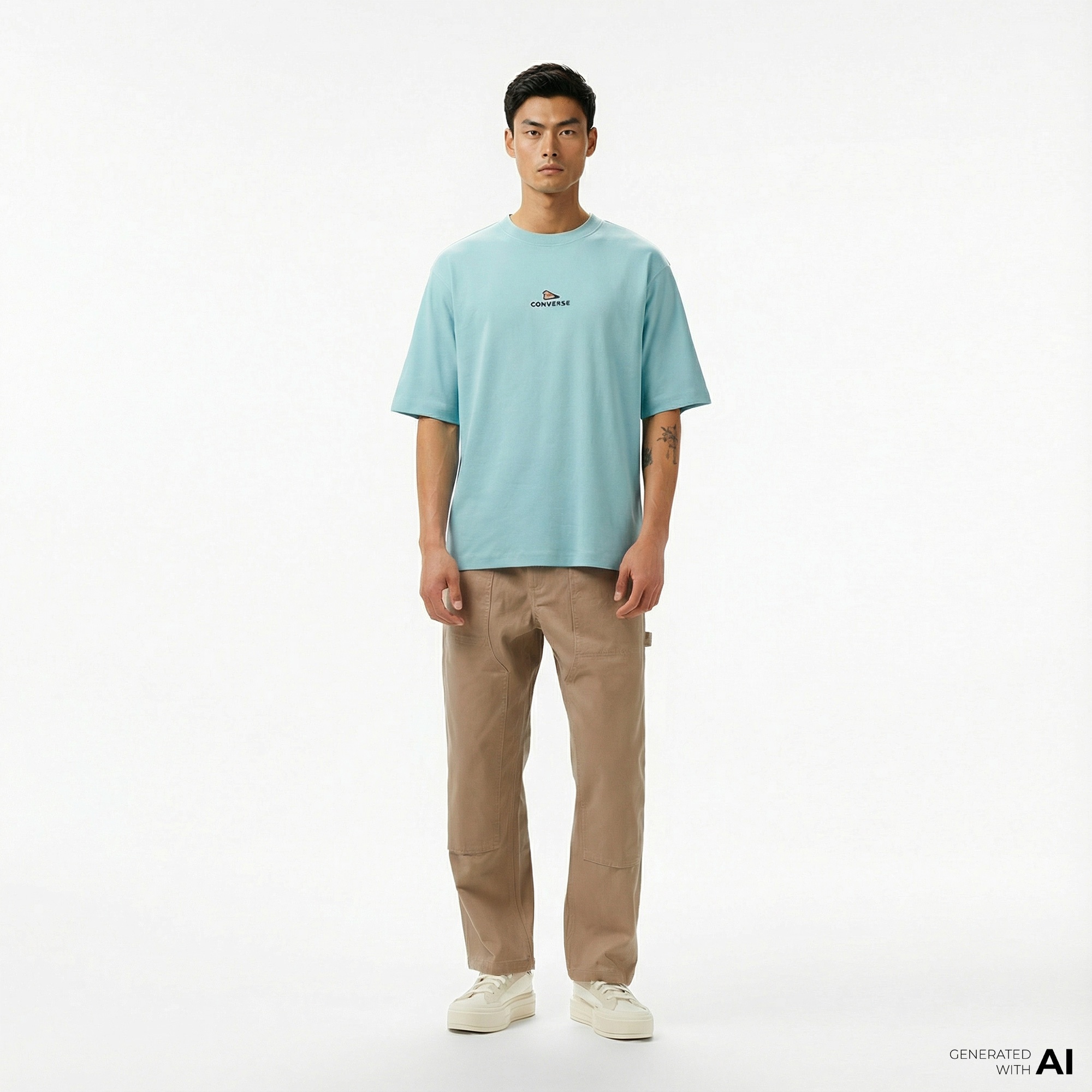 Converse Oversize Fit Erkek Mavi T-Shirt