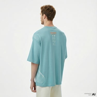  Converse Star Chevron Baskılı Oversize Fit Erkek Mavi T-Shirt