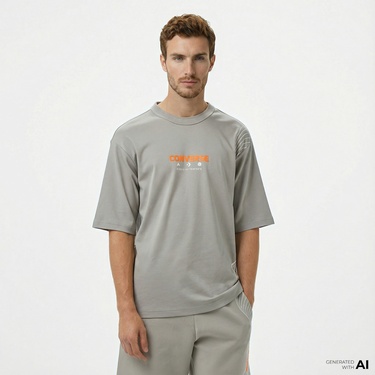  Converse Star Chevron Baskılı Oversize Fit Erkek Gri T-Shirt