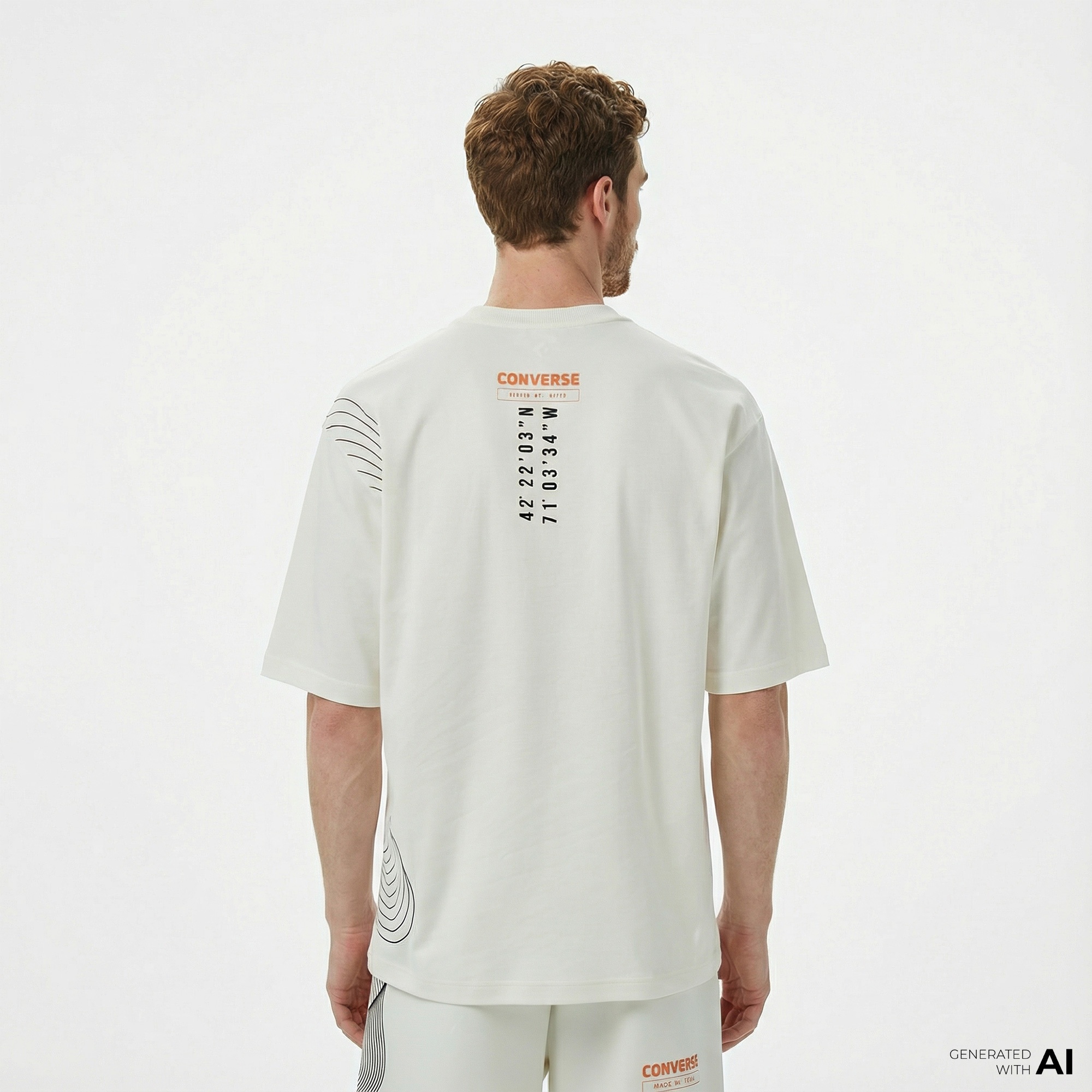 Converse Star Chevron Baskılı Oversize Fit Erkek Beyaz T-Shirt